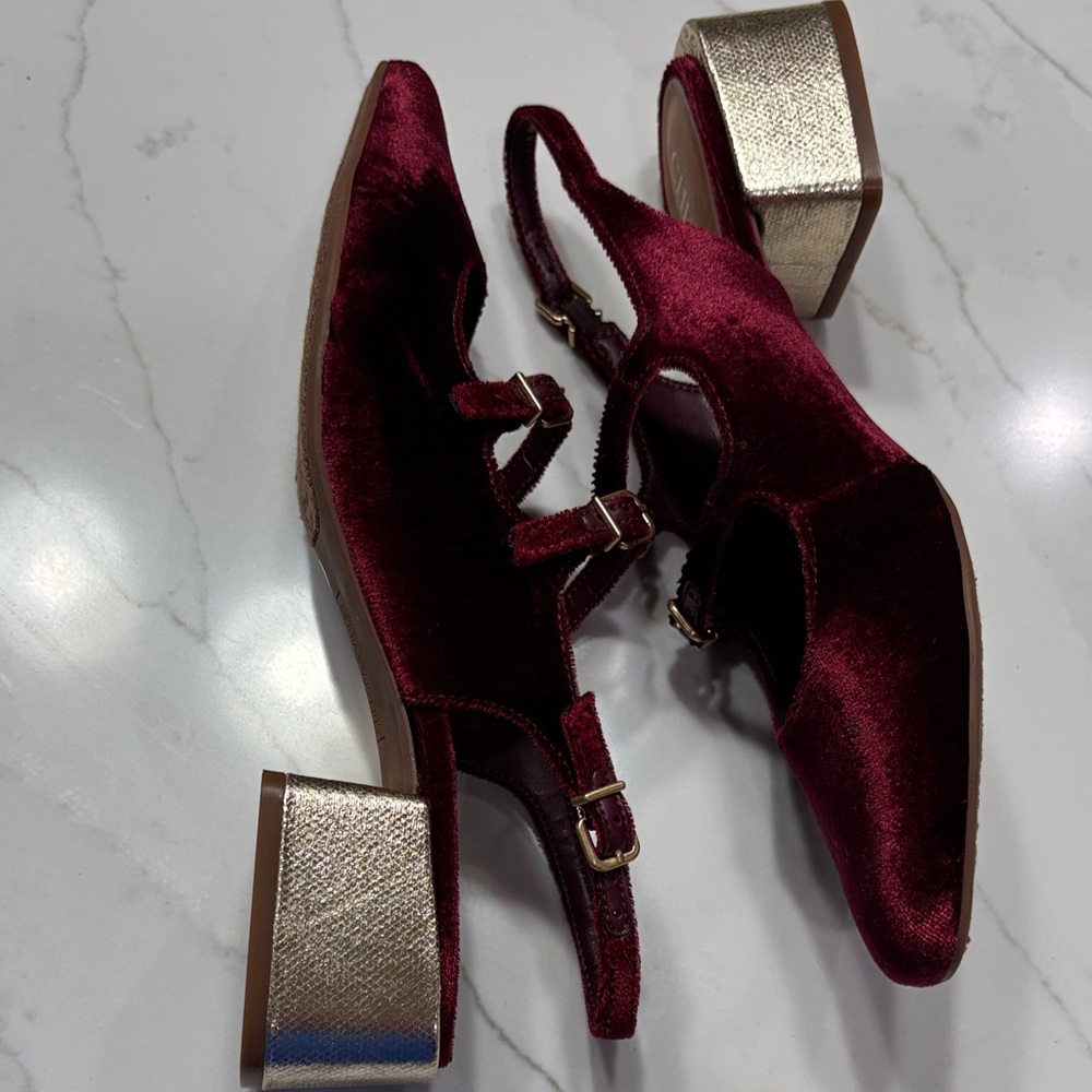 Chelsea & Violet Burgundy Velvet Heels - Picture 6 of 10